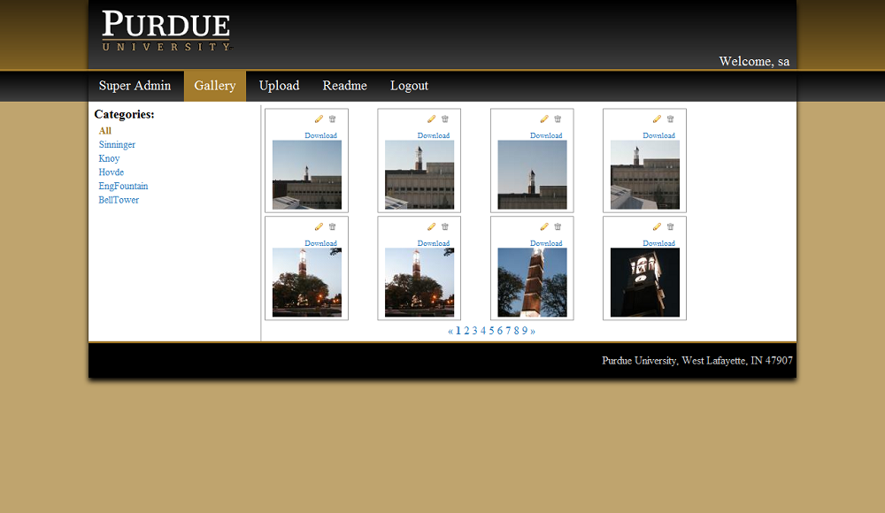 Purdue Photo Management Gallery Page